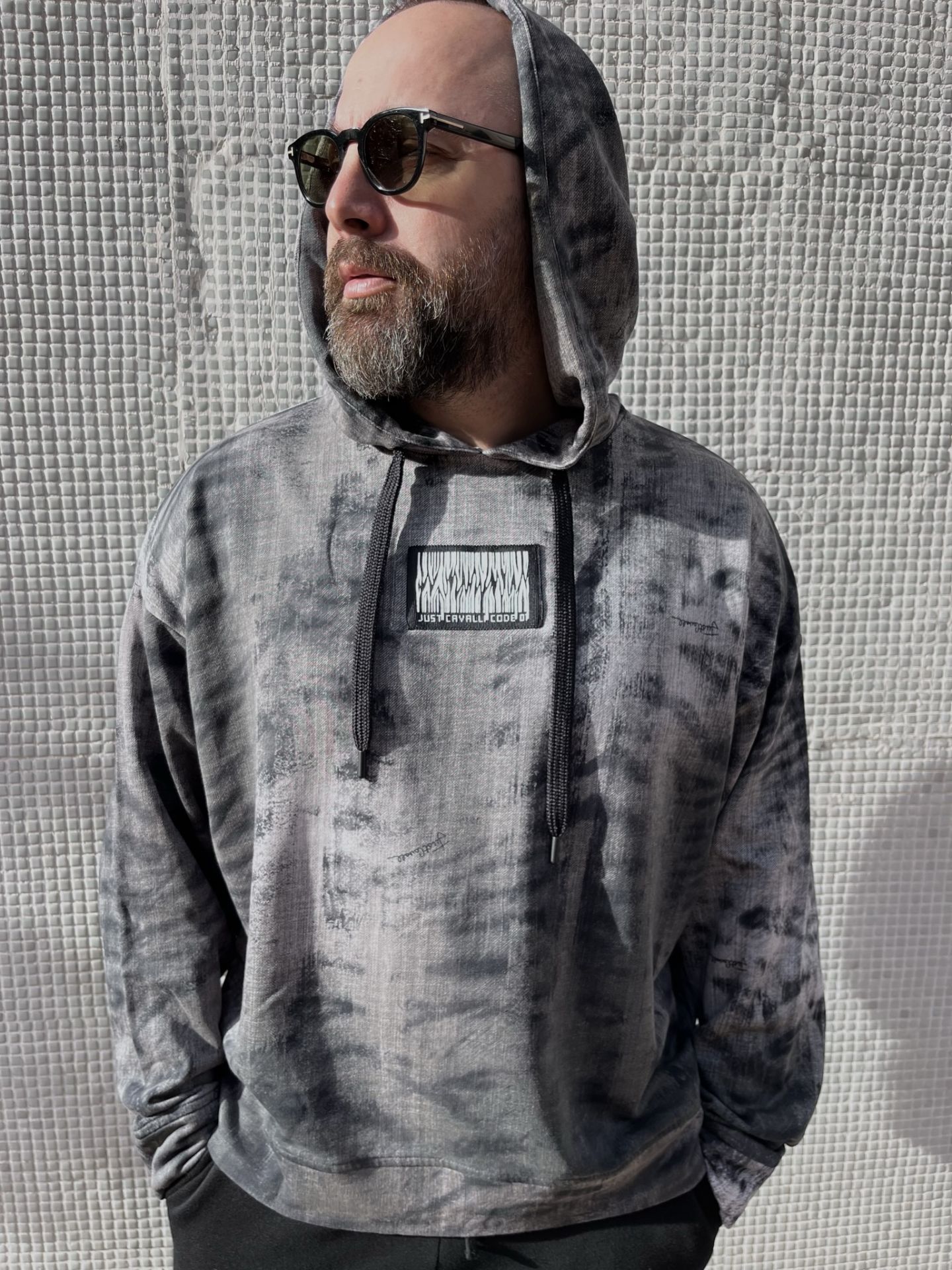 Gri code baskılı hoodie