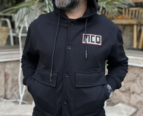 Lego baskılı siyah hoodie ceket
