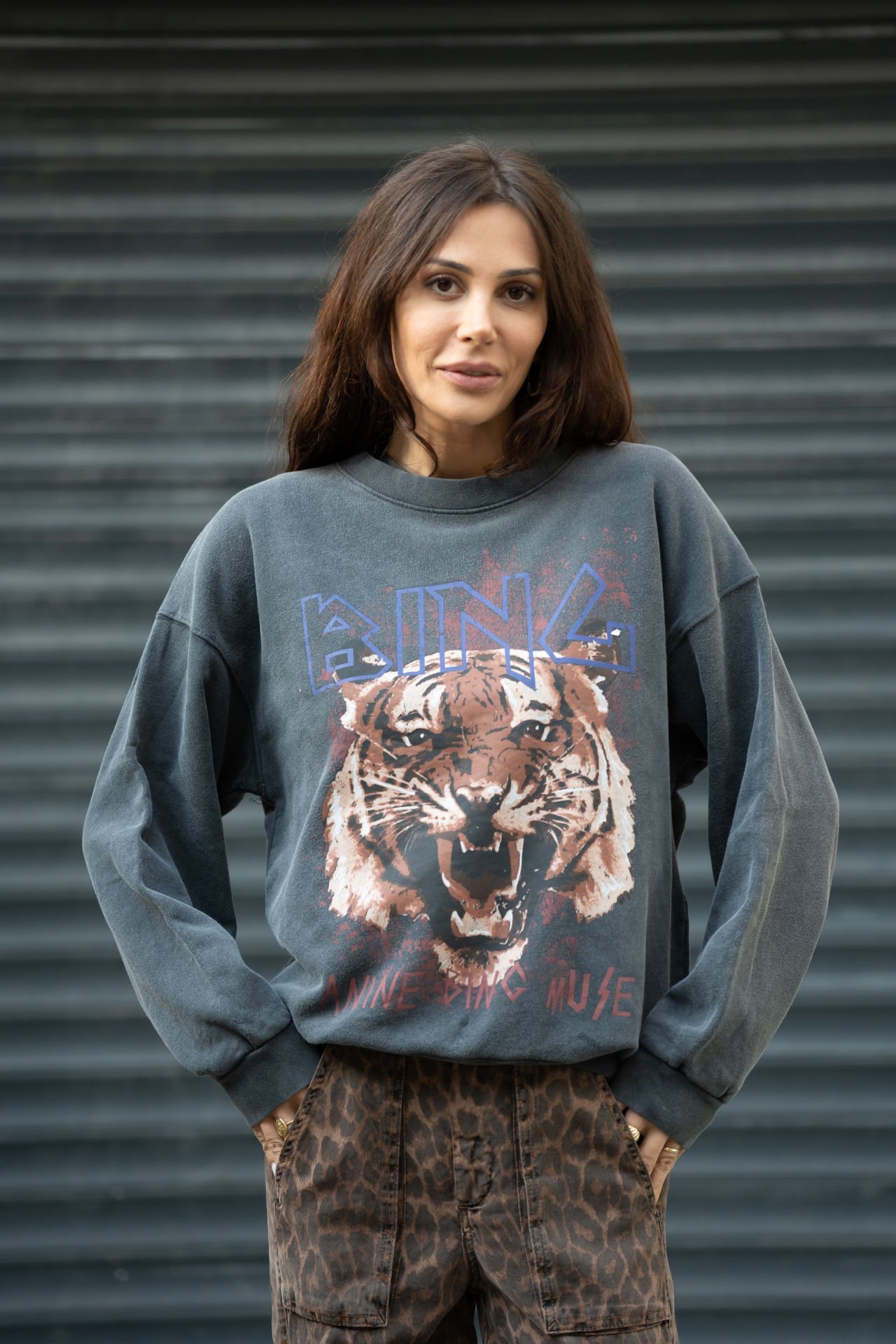 Kaplan desenli sweatshirt