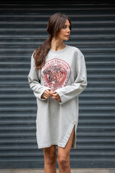 'Year of Tiger' baskılı sweat elbise