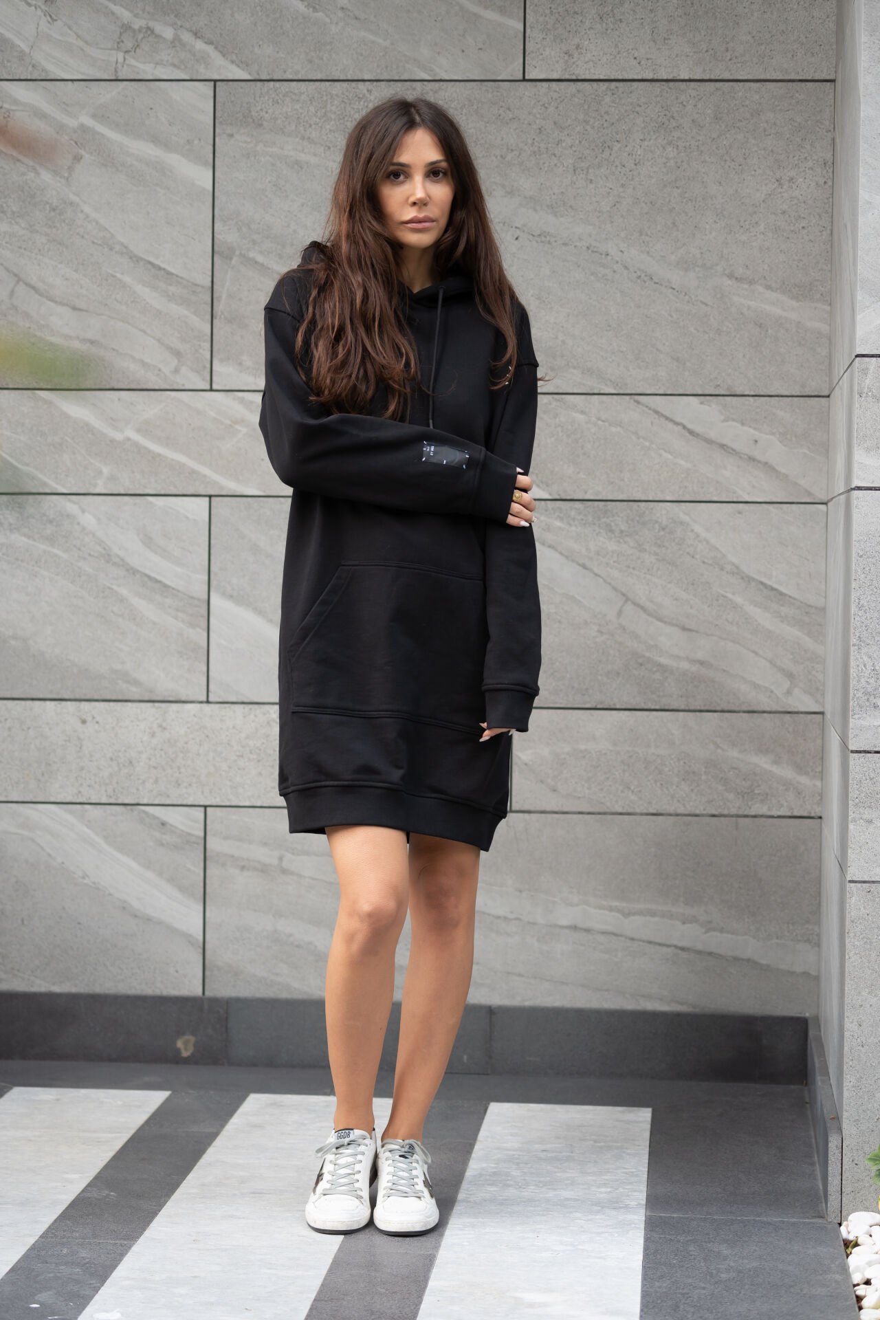Siyah hoodie elbise