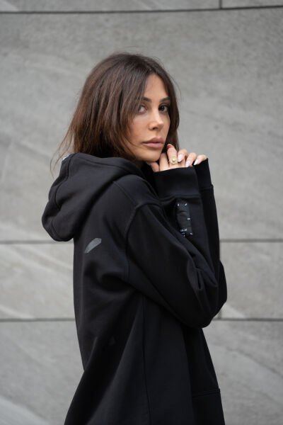 Siyah hoodie elbise