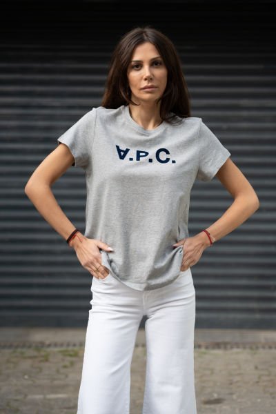 Gri kadife baskılı tshirt