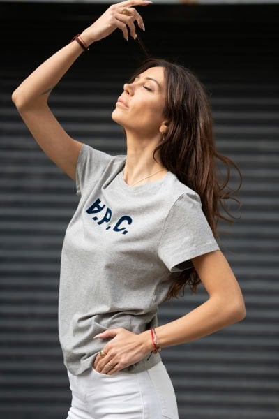 Gri kadife baskılı tshirt